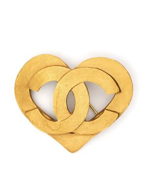 CHANEL Pre-Owned broche cœur à logo CC - Or