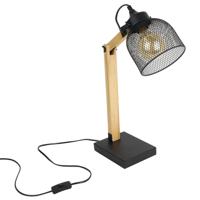 Home deco factory bureaulamp - H38 cm - zwart - metaal en hout - tafellamp