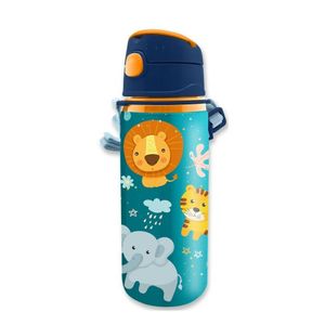 Jungle Kids - Into the Jungle drinkfles/drinkbeker/bidon met drinktuitje - aluminium - 600 ml