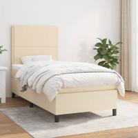 Boxspring met matras stof crèmekleurig 90x190 cm
