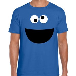 Verkleed / carnaval t-shirt blauw cartoon knuffel monster voor heren - Verkleed / kostuum shirts