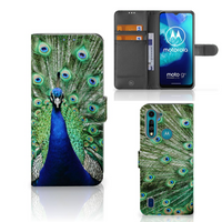 Motorola G8 Power Lite Telefoonhoesje met Pasjes Pauw - thumbnail
