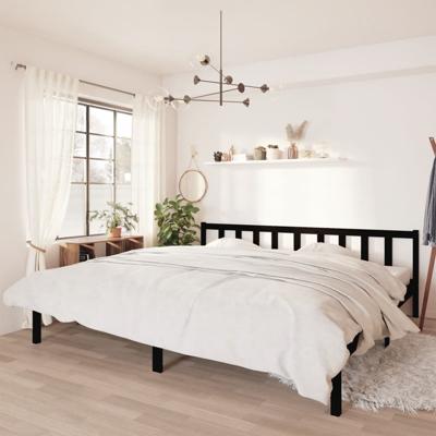 Bedframe massief grenenhout zwart 200x200 cm