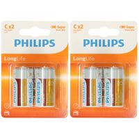 6x Philips Long Life batterijen LR14 C 1,5 V - thumbnail