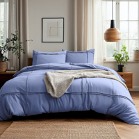 Dekbedovertrek Washed Tufted Blauw Effen 200x200 Cm Anti Allergie Sleeptime - Dekbed-Discounter.nl