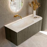 Badmeubel Mondiaz Kurve-Dlux | 115 cm cm | Meubelkleur Shadow | Wastafelkleur Ostra | Solid surface | Wasbak links zijde spoelbak | Zonder kraangat(en)