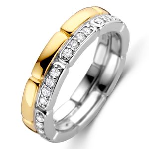 TI SENTO-Milano 12271ZY Ring zilver-zirconia goud- en zilverkleurig-wit 5 mm