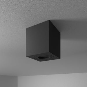 HOFTRONIC™ Gibbon LED opbouw plafondspot - Vierkant - IP65 waterdicht - GU10 fitting - Plafondlamp geschikt voor badkamer - Zwart