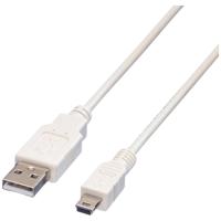 VALUE USB 2.0 kabel, type A - 5-Pin Mini, Typ A 5 Pin Mini , wit, 3 m - thumbnail