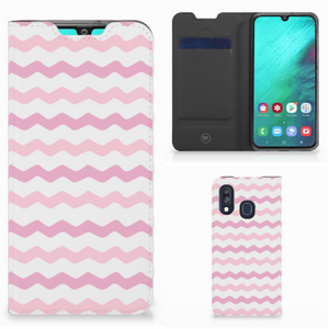 Samsung Galaxy A40 Hoesje met Magneet Waves Roze