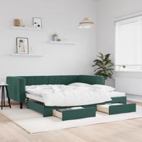 Slaapbank onderschuifbed lades 100x200 cm fluweel donkergroen