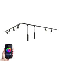 Taros Railverlichting Pakket - L-vorm - 4x 1 m rail - 6 railspots - 2 hanglamp - Incl. RGBWW GU10 - IP20 - Modulair - 230V Taros Railverlichting Pakket - L-vorm - 4x 1 m rail - 6 railspots - 2 hanglamp - Incl. RGBWW GU10 - IP20 - Modulair - 230V