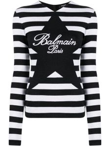 Balmain haut rayé à logo intarsia - Noir