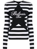 Balmain haut rayé à logo intarsia - Noir