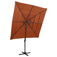 VidaXL Parasol 4-laags met aluminium paal 250x250 cm terracottakleurig - thumbnail