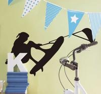 Muurstickers surfen kite silhouette - thumbnail