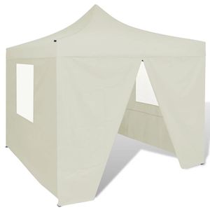 VidaXL Vouwtent met 4 zijwanden 3x3 m crème
