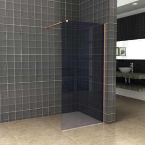 BWS Inloopdouche Pro Line Rookglas 120x200 Nano Coating Geborsteld Brons Koper Profiel en Stang