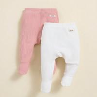3pcs Newborn Baby Girl Solid Color Decorative Knit Leggings Set Multicolor / 0-1M