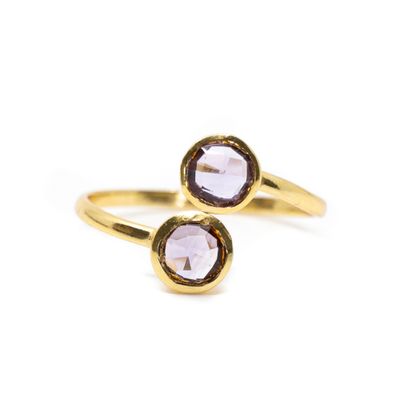 Geboortesteen Ring Amethist Februari - 925 Zilver Verguld -