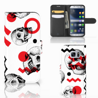 Telefoonhoesje met Naam Samsung Galaxy S7 Skull Red - thumbnail