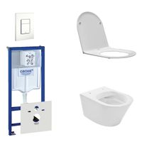 Praya Vesta Toiletset - spoelrandloos - inbouwreservoir - softclose - quickrelease - bedieningsplaat - wit 0720003/0729205/sw95748/sw96079/ - thumbnail