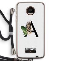 Charcoal Flora: Motorola Moto Z Force Transparant Hoesje met koord