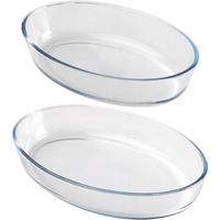 Ovenschaal set 2-delig - ovaal - glas - 2,4 en 3L