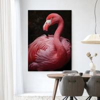 Urban Cotton Wandkleed 'Pink Flamingo' 110 x 145cm in Frame - black