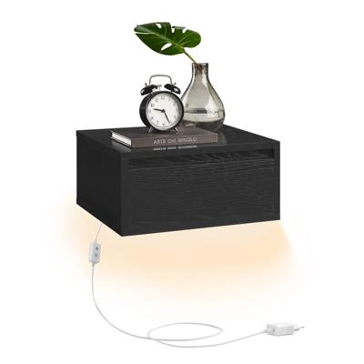 Hangend nachtkastje met lade en verstelbare sfeerverlichting, Ebbenhoutzwart / 1