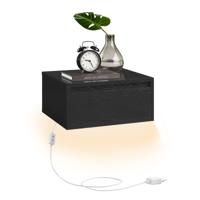 Hangend nachtkastje met lade en verstelbare sfeerverlichting, Ebbenhoutzwart / 1