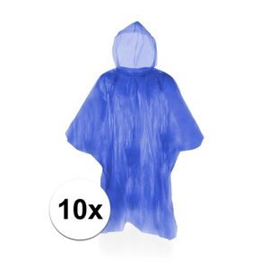 10x Wegwerp regenponcho blauw