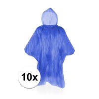 10x Wegwerp regenponcho blauw - thumbnail