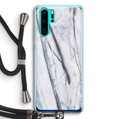 Gestreepte marmer: Huawei P30 Pro Transparant Hoesje met koord