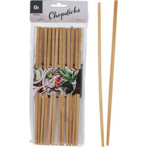 Sushi eetstokjes/chopsticks - 12 paar - bamboe hout naturel - Chinees/japans