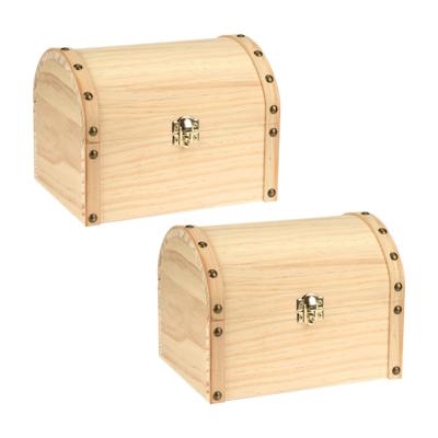Glorex hobby houten schatkistje met sluiting en deksel - 2x - 20 x 15 x 15 cm