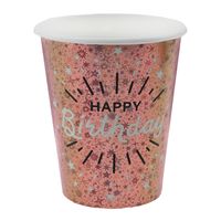 Verjaardag feest bekertjes happy birthday - 10x - rose goud - karton - 270 ml Verjaardag feest bekertjes happy birthday - 10x - rose goud - karton - 270 ml