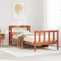 Bedframe met hoofdbord massief grenenhout wasbruin 75x190 cm