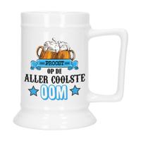 Cadeau Bierpul voor oom - blauw - de coolste oom - keramiek - 530 ml   -