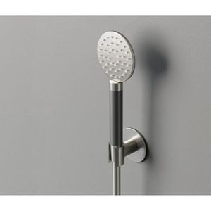 Hotbath Cobber M444 ronde handdouche met wandsteun en doucheslang 150cm zwart chroom hoogglans M444BK