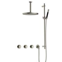 Hotbath Cobber X - CX7067 - Inbouw Regendoucheset - Geborsteld Nikkel - 2 Stopkranen - Thermostatisch - Plafondbuis 15 cm - Hoofddouche 300 mm - Staafhanddouche - Glijstang 900 mm - met M106 - Waterbesparend