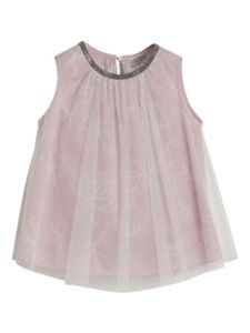 Brunello Cucinelli Kids débardeur superposé à fleurs - Rose