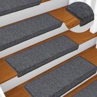 VidaXL Trapmatten 15 st 65x21x4 cm donkergrijs rechthoekige rand