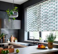 Blauwe pijlen raambekleding Scandinavisch