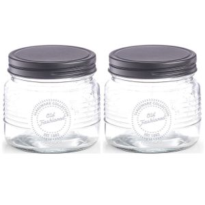 2x Glazen voorraadpotten/bewaarpotten 420 ml Old Fashioned 10 x 9 cm