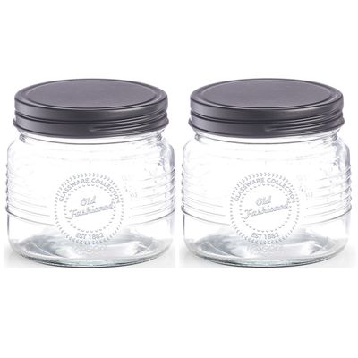 2x Glazen voorraadpotten/bewaarpotten 420 ml Old Fashioned 10 x 9 cm