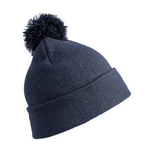 Warme wintermuts met pom pom voor volwassenen - Donkerblauw - Dames/heren - 100% acryl