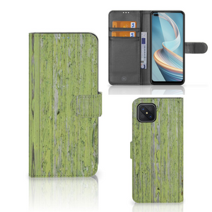 OPPO Reno4 Z Book Style Case Green Wood