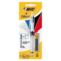 Balpen Bic 3kleuren met vulpotlood HB 0.7mm medium wit blister à 1st