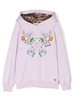 Roberto Cavalli Junior hoodie à fleurs brodées - Violet